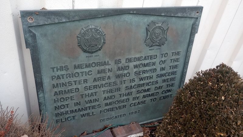 Minster Veterans Memorial Marker image. Click for full size.