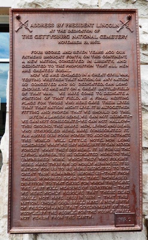 Address by President Lincoln Marker image. Click for full size.
