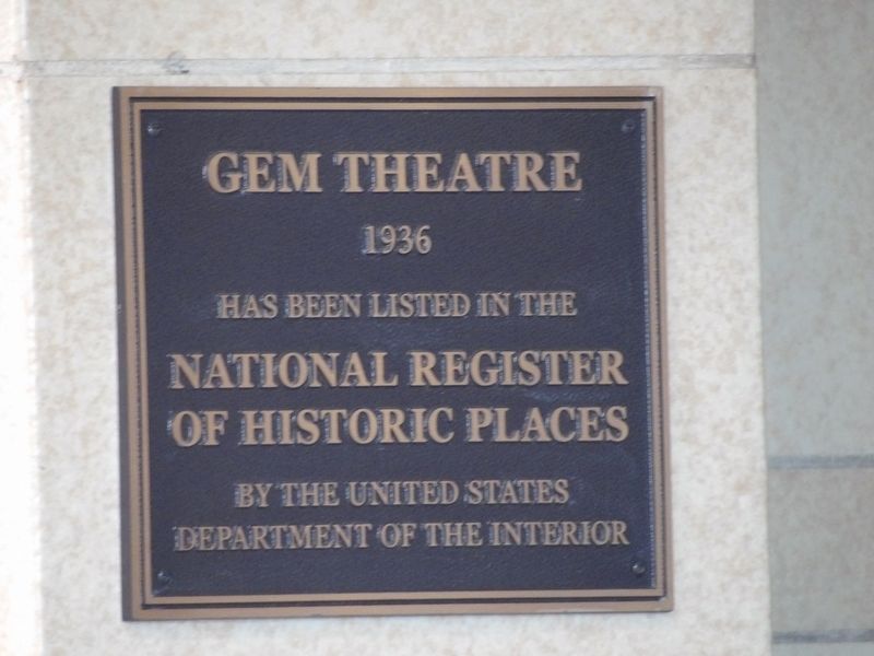 Gem Theatre Marker. Click for full size. Gem Theatre Marker image. Click for full size.