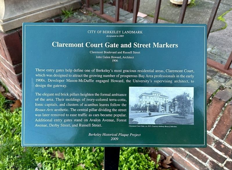 Claremont Court Gate and Street Markers Marker. Click for full size. Claremont Court Gate and Street Markers Marker image. Click for full size.