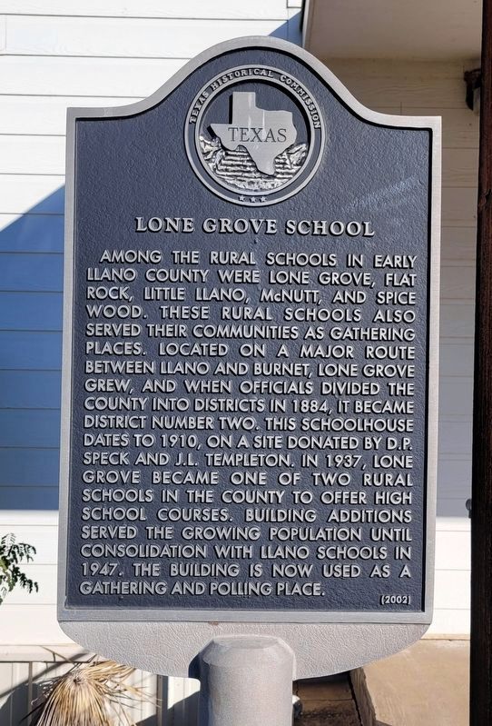 Lone Grove School Marker image. Click for full size.