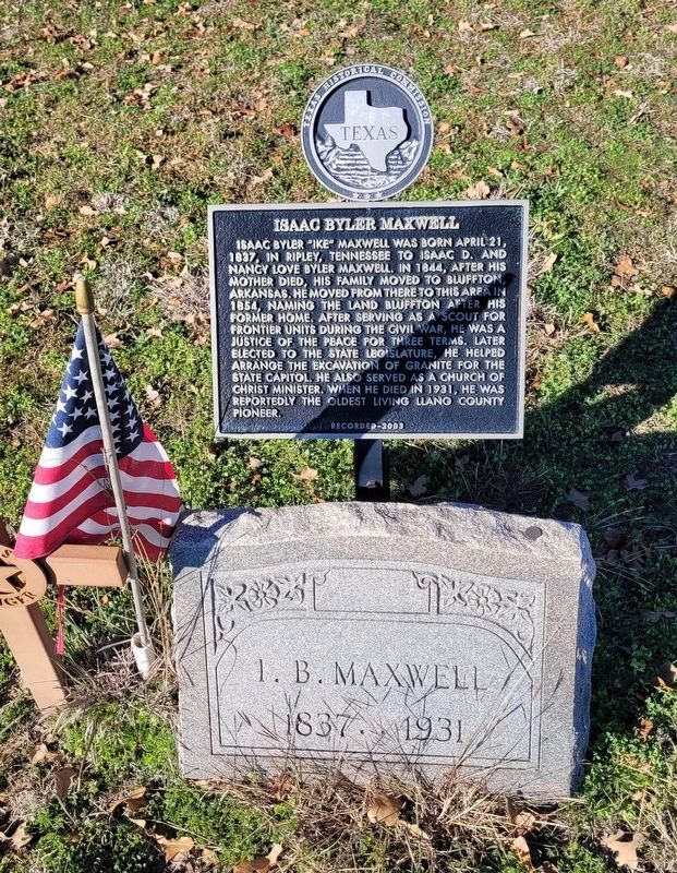 Isaac Byler Maxwell Gravestone and Marker image. Click for full size.
