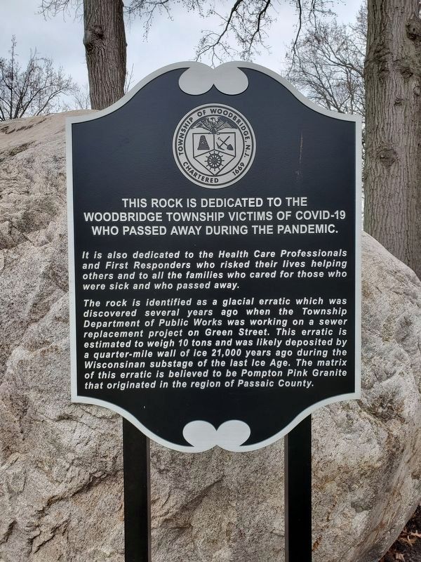 Woodbridge Township COVID-19 Victims Memorial. Click for full size. Woodbridge Township COVID-19 Victims Memorial image. Click for full size.