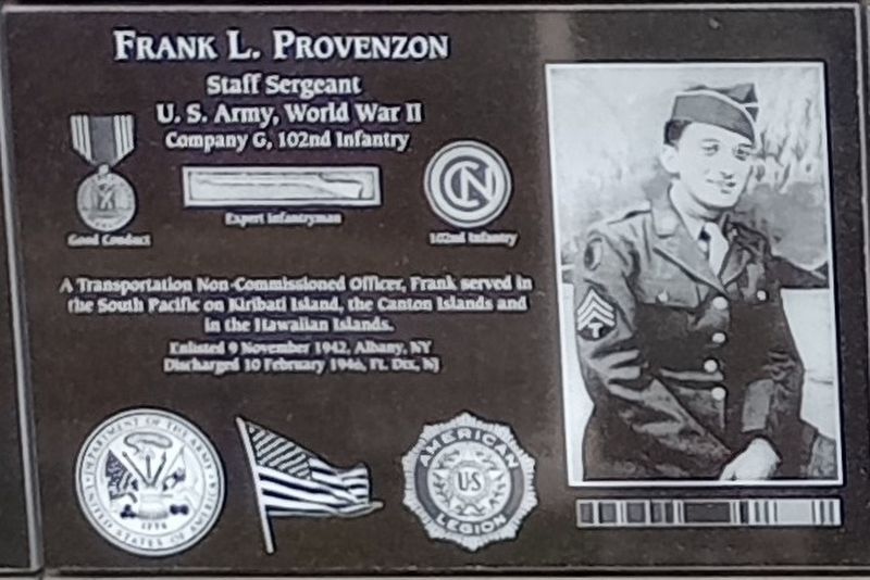 Frank L. Provenzon Marker image. Click for full size.