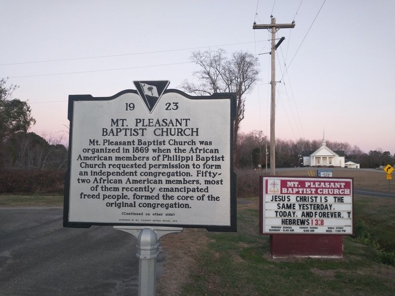 Mt. Pleasant Baptist Church Marker. Click for full size. Mt. Pleasant Baptist Church Marker image. Click for full size.