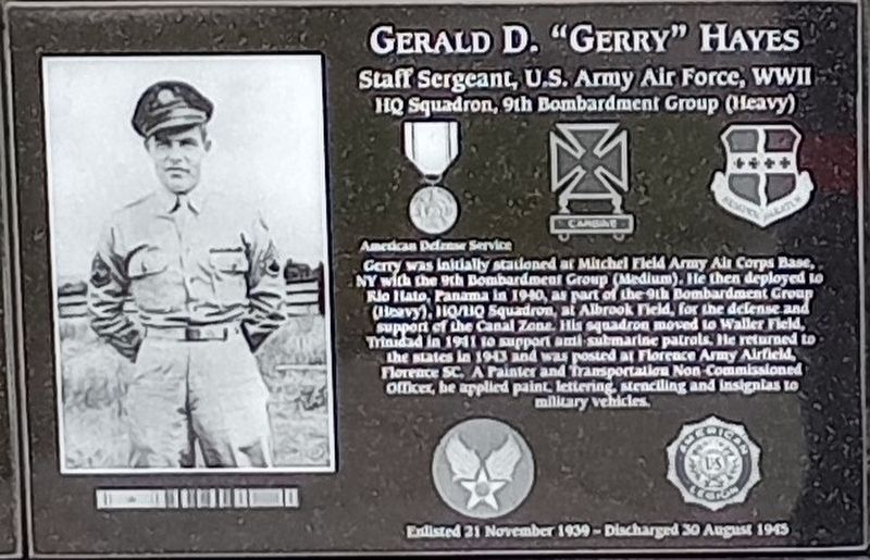 Gerald D. "Gerry" Hayes Marker image. Click for full size.