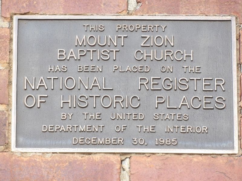 Mount Zion Baptist Church Marker. Click for full size. Mount Zion Baptist Church Marker image. Click for full size.