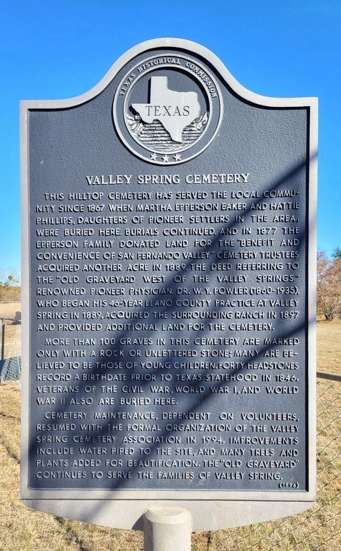 Valley Spring Cemetery Marker image. Click for full size.