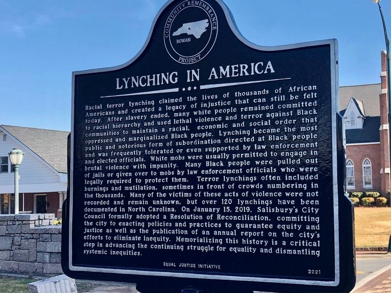 Lynching in America side of marker image. Click for full size.