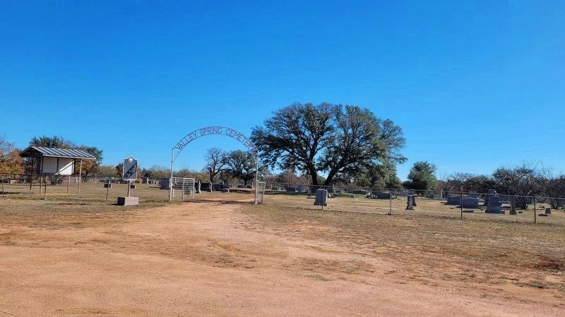 The view of the Valley Spring Cemetery and Marker from the road image. Click for full size.