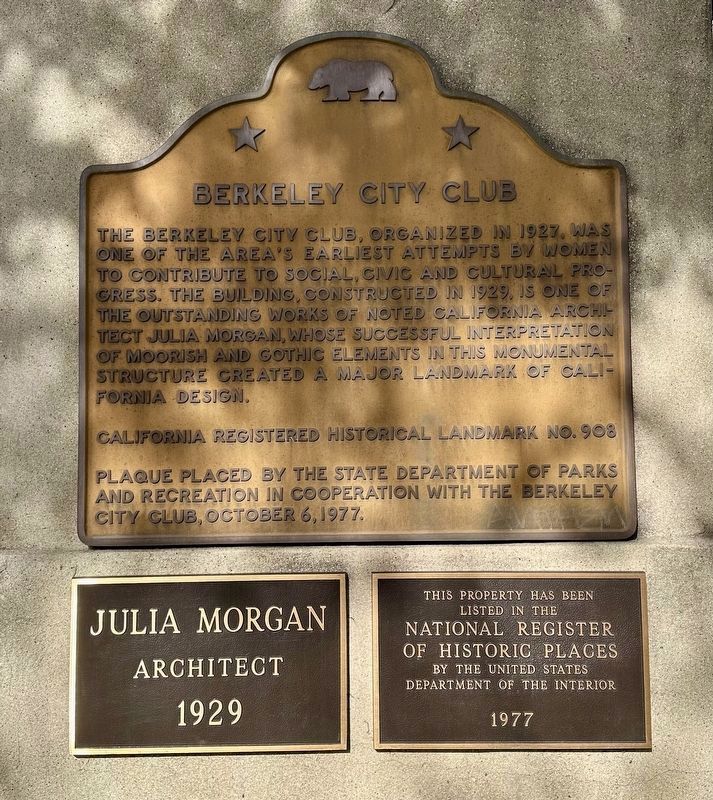 Berkeley City Club Marker. Click for full size. Berkeley City Club Marker image. Click for full size.