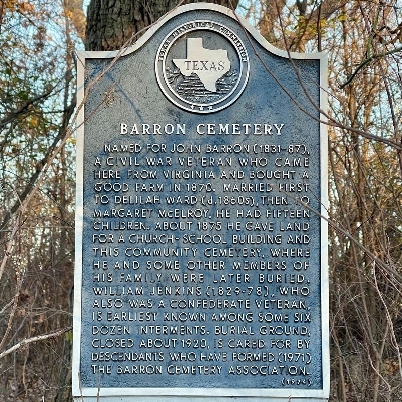 Barron Cemetery Marker image. Click for full size.