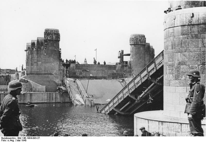 Crossing the Maas River, shortly after the fall of Maastricht. Click for full size. Crossing the Maas River, shortly after the fall of Maastricht image. Click for full size.
