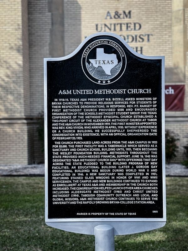 A&M United Methodist Church Marker image. Click for full size.