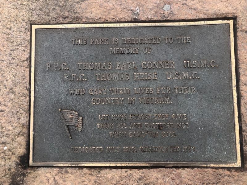 Conner-Heise Memorial Park Marker. Click for full size. Conner-Heise Memorial Park Marker image. Click for full size.