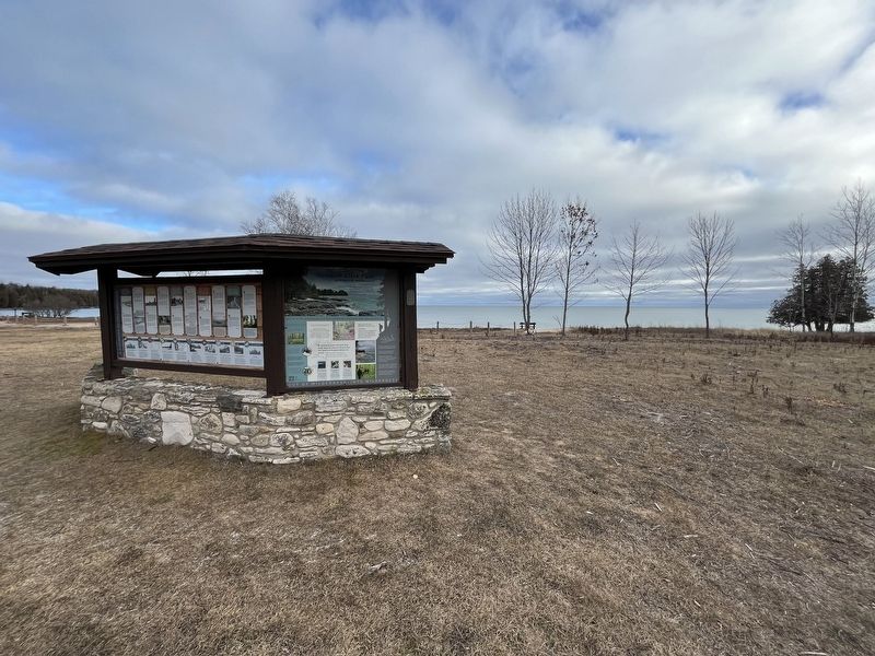The Village of Newport Marker with Lake Michigan in the background.. Click for full size. The Village of Newport Marker with Lake Michigan in the background. image. Click for full size.