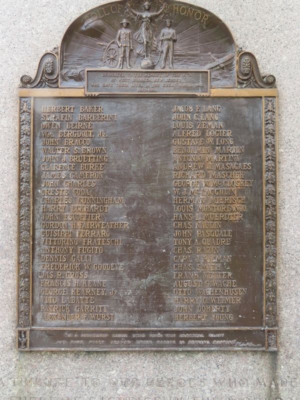 West Hoboken World War I Memorial image. Click for full size.