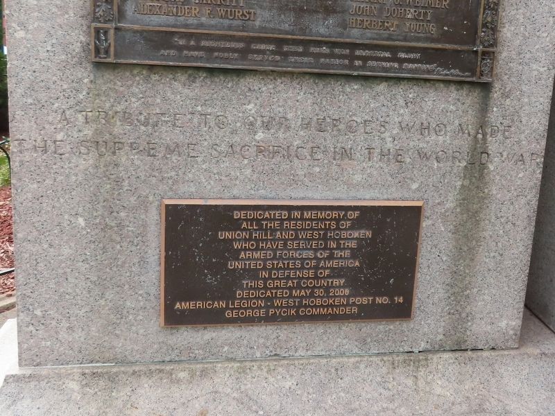 West Hoboken World War I Memorial image. Click for full size.