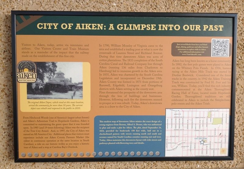 City of Aiken: A Glimpse Into Our Past Marker. Click for full size. City of Aiken: A Glimpse Into Our Past Marker image. Click for full size.