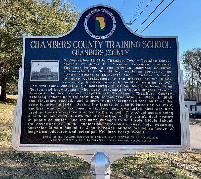Chambers County Training School Marker image. Click for full size.