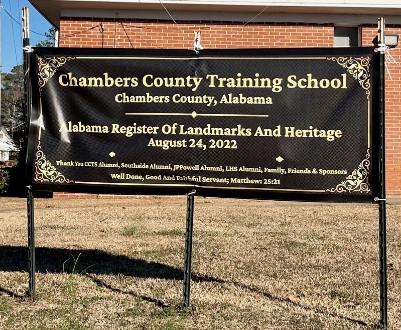Dedication banner for Chambers County Training School image. Click for full size.