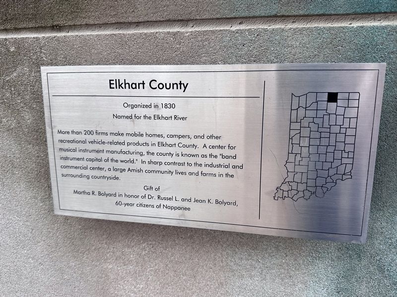 Elkhart County Marker. Click for full size. Elkhart County Marker image. Click for full size.