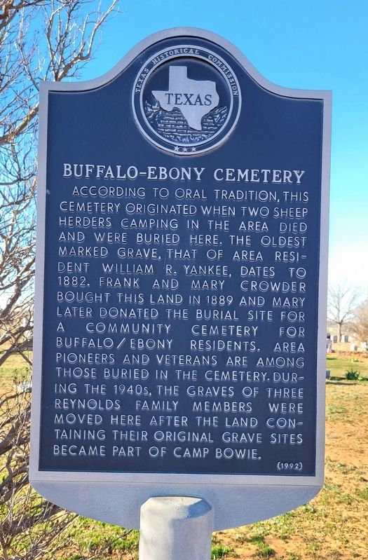 Buffalo-Ebony Cemetery Marker image. Click for full size.