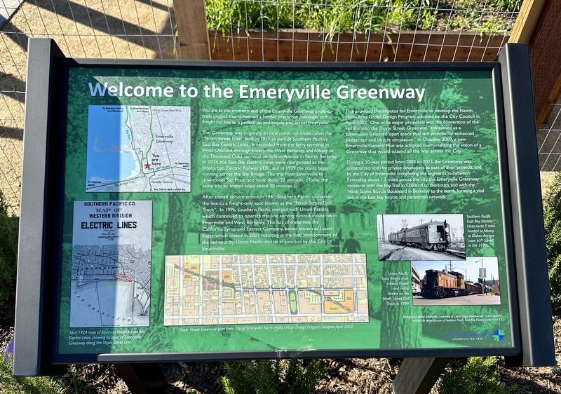 Welcome to the Emeryville Greenway Marker image. Click for full size.