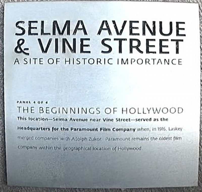 The Beginnings of Hollywood Marker. Click for full size. The Beginnings of Hollywood Marker image. Click for full size.