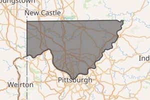 Depreciation Lands outline over a map of Pittsburgh and Western Pennsylvania image. Click for full size.