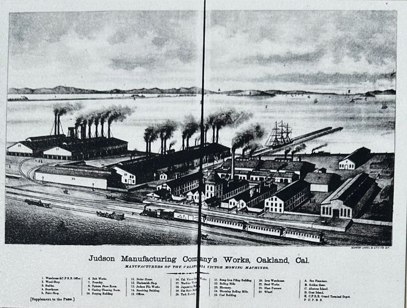 Marker detail: Lithograph of Judson Manufacturing Plant and caption image. Click for full size.
