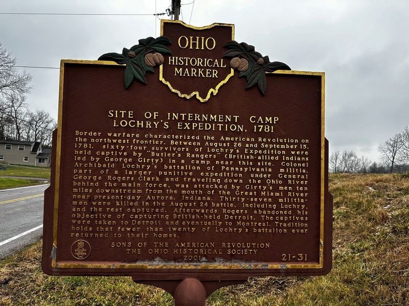 Site of Internment Camp     Lochry’s Expedition, 1781 Marker image. Click for full size.