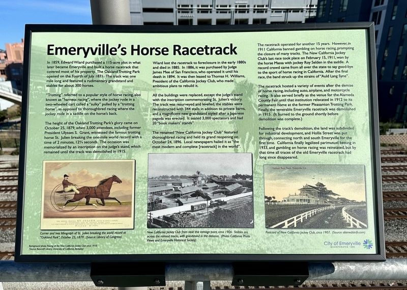 Emeryvilles Horse Racetrack Marker image. Click for full size.