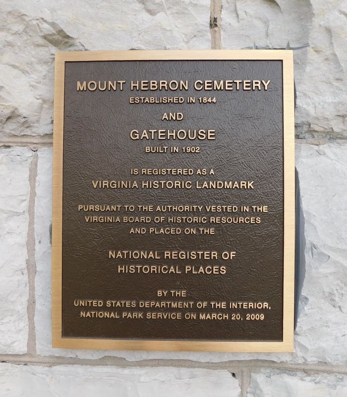 Mount Hebron Cemetery and Gatehouse Marker image. Click for full size.