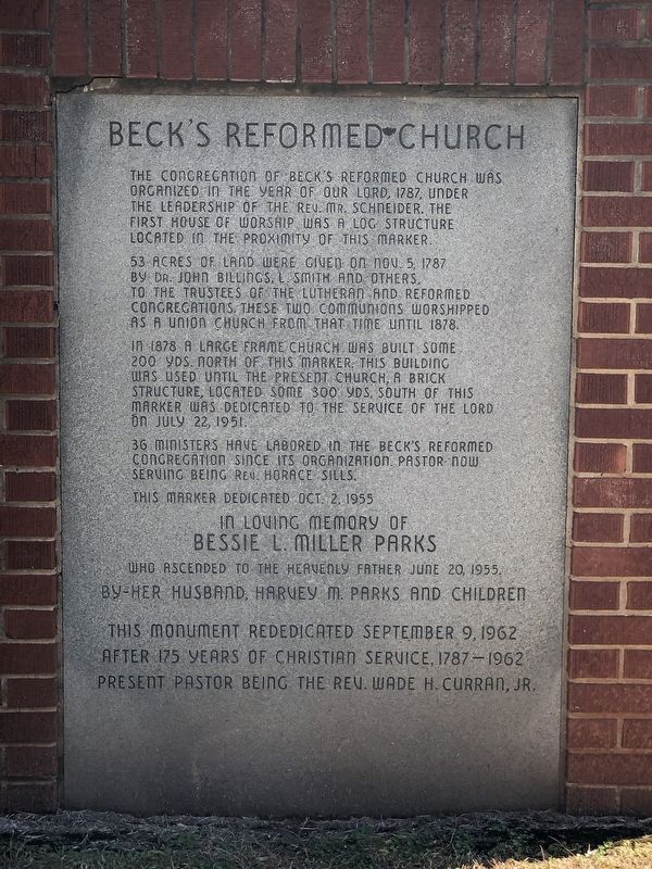 Beck's Reformed Church Marker. Click for full size. Beck's Reformed Church Marker image. Click for full size.