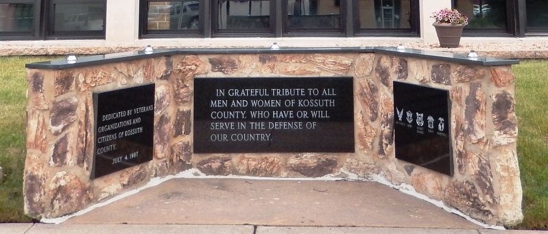 Kossuth County Veterans Memorial. Click for full size. Kossuth County Veterans Memorial image. Click for full size.