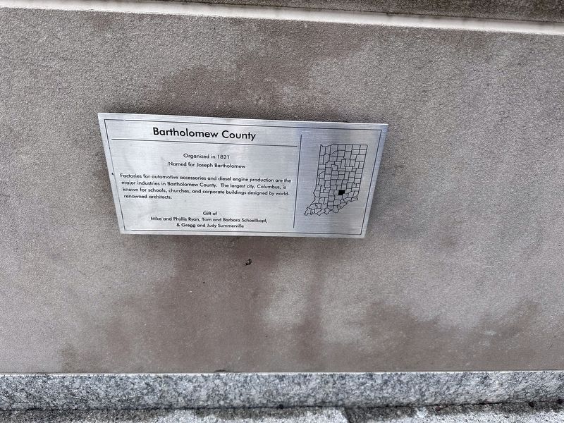 Bartholemew County Marker. Click for full size. Bartholemew County Marker image. Click for full size.