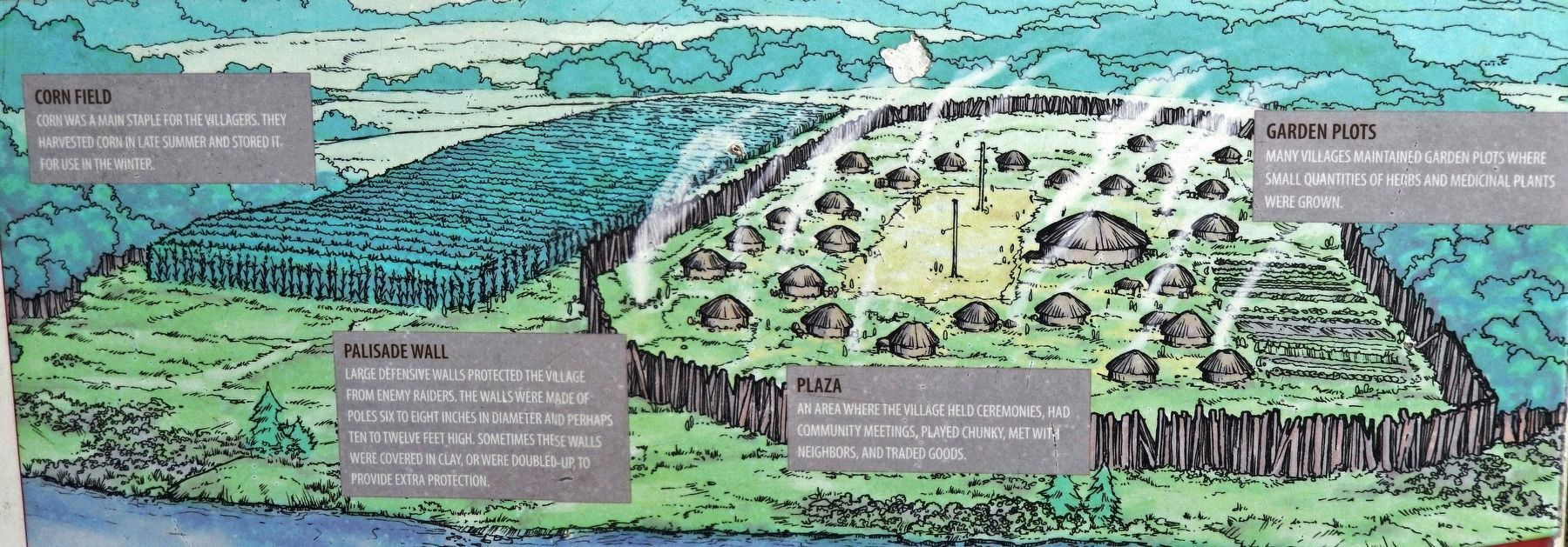 Marker detail: Riverfront Village Illustration image. Click for full size.