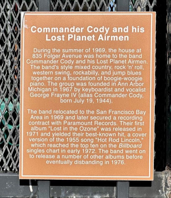 Commander Cody and His Lost Planet Airmen Marker image. Click for full size.