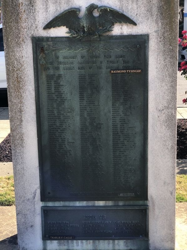 Davidson County World War II and Korean War Memorial Marker image. Click for full size.