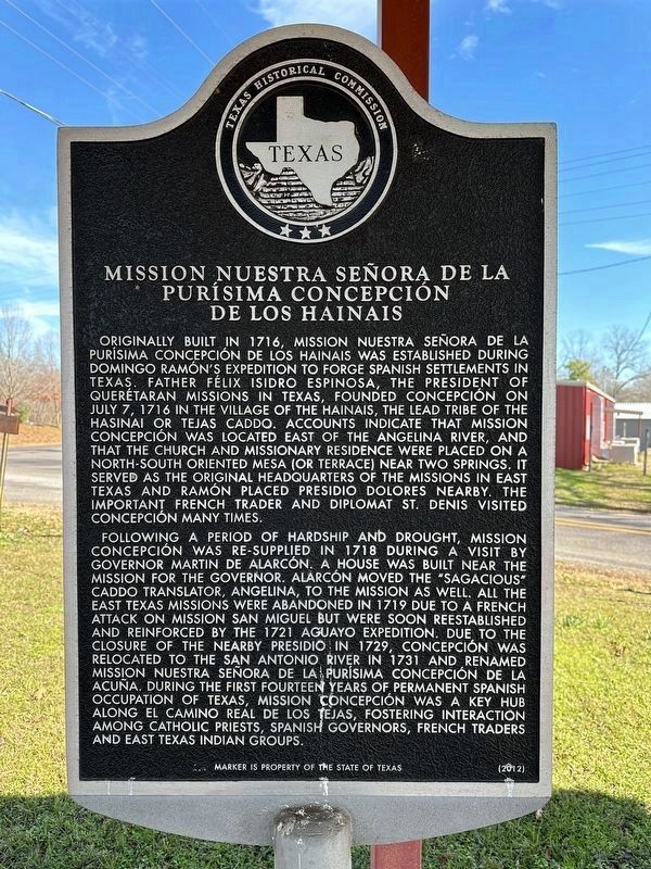 Mission Nuestra Se�ora de la Pur�sima Concepci�n de los Hainais Marker image. Click for full size.
