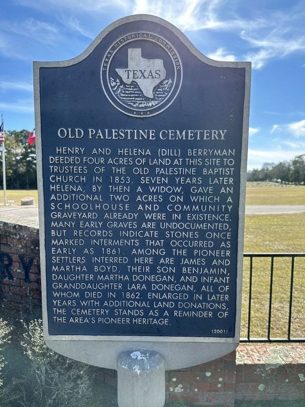 Old Palestine Cemetery Marker image. Click for full size.