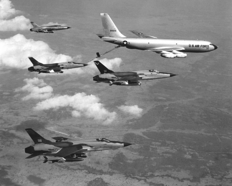 F-105D Thunderchief fighters over North Vietnam image. Click for full size.