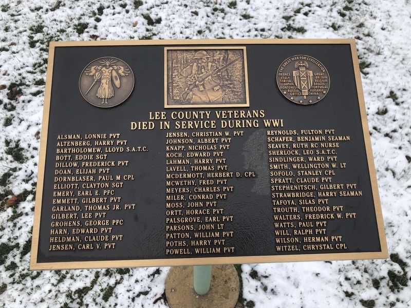 Lee County World War I Memorial Marker image. Click for full size.
