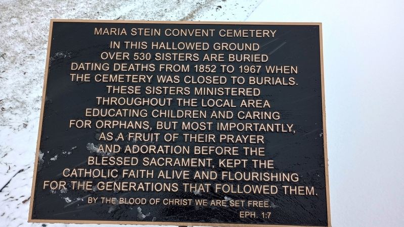 Maria Stein Convent Cemetery Marker image. Click for full size.