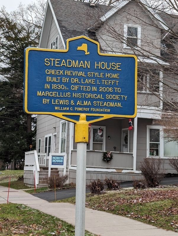 Steadman House Marker's condition in January 2024 image. Click for full size.
