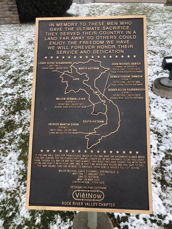 Vietnam Veterans Memorial Marker. Click for full size. Vietnam Veterans Memorial Marker image. Click for full size.