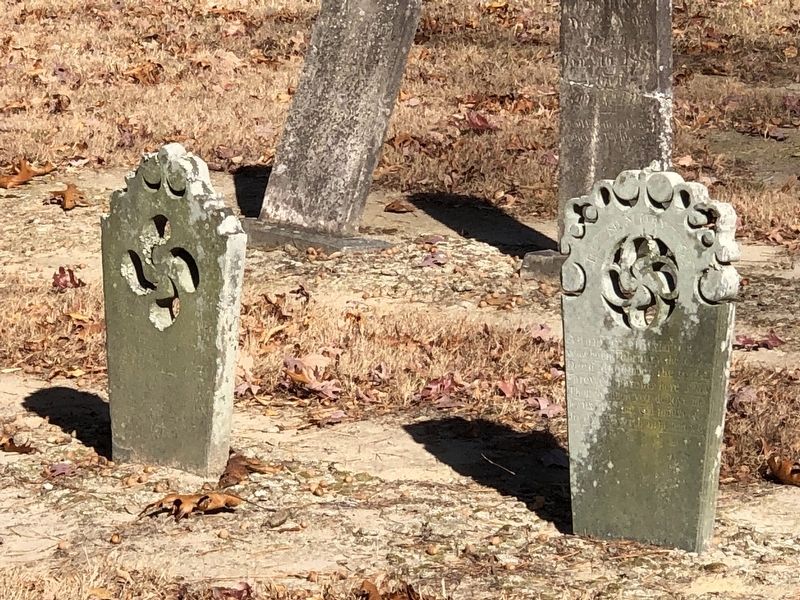 Tombstones in Abbotts Creek Primitive Baptist Church Cemetery image. Click for full size.