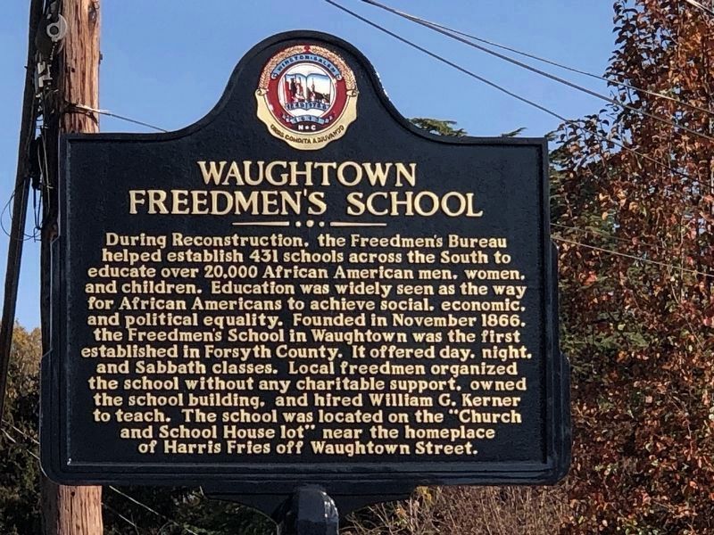 Waughtown Freedmen's School Marker. Click for more information. Waughtown Freedmen's School Marker image. Click for more information.