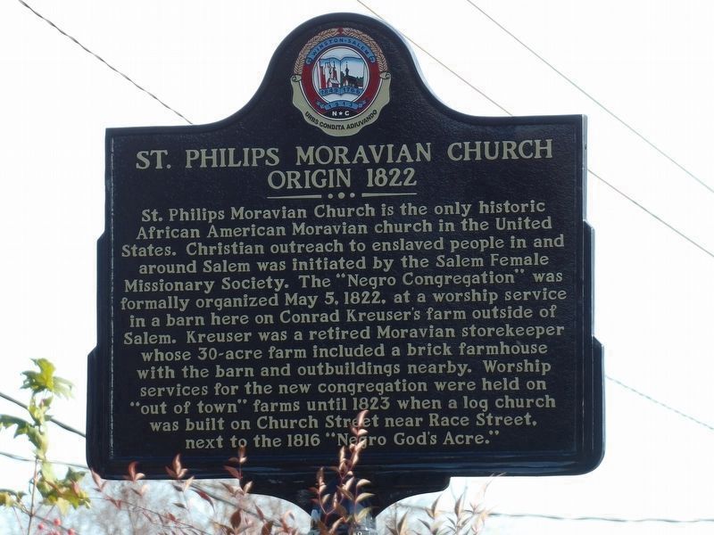 St. Philips Moravian Church  Origin 1822 Marker image. Click for more information.